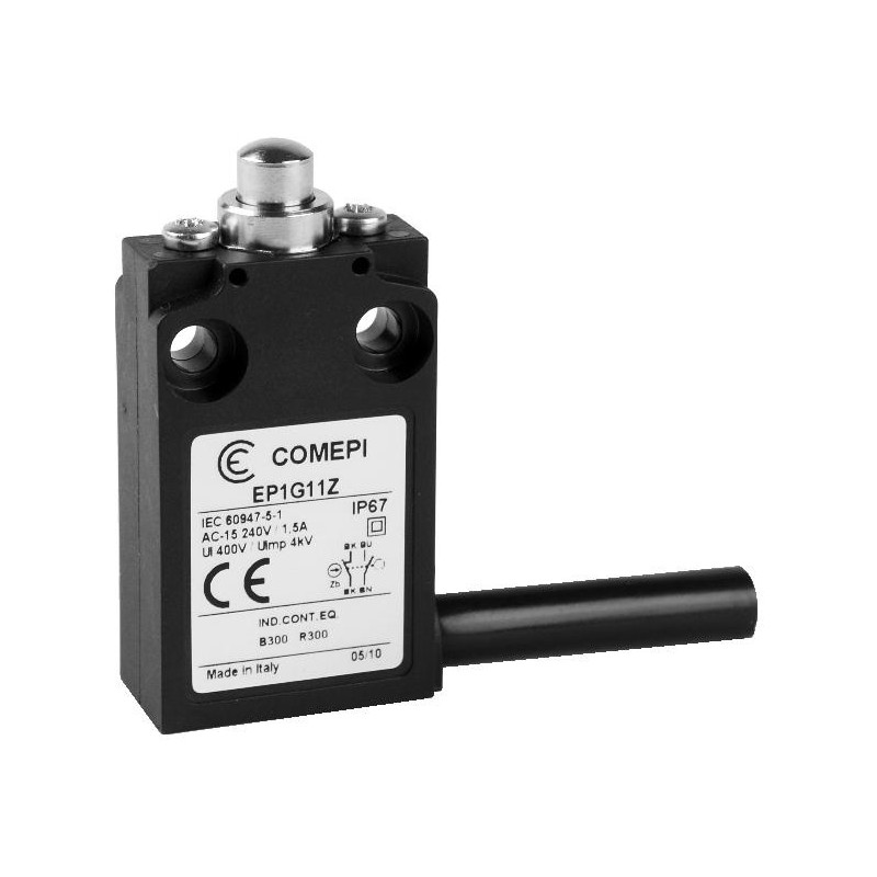  EP1G11ZU  Finecorsa Pistoncino in metallo NO +  NC    uscita cavo 90°  1mtl  IP67