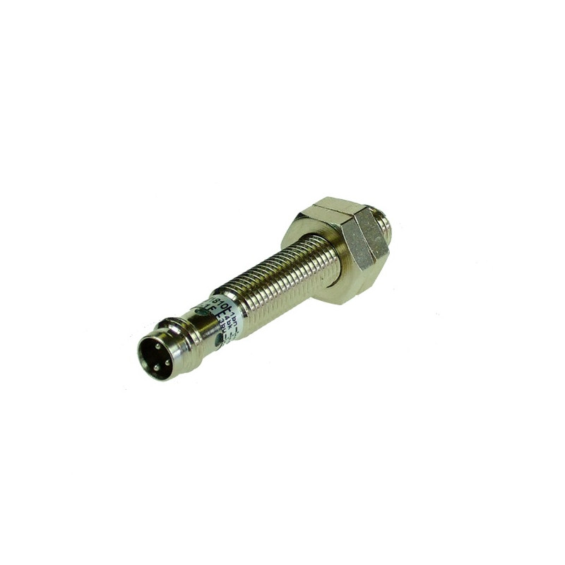 AE1/AP-3F  Sensore induttivo M8 schermato alim 10 30Vdc  NO  PNP Sn  2 mm Corpo in ottone nichelato conn M8