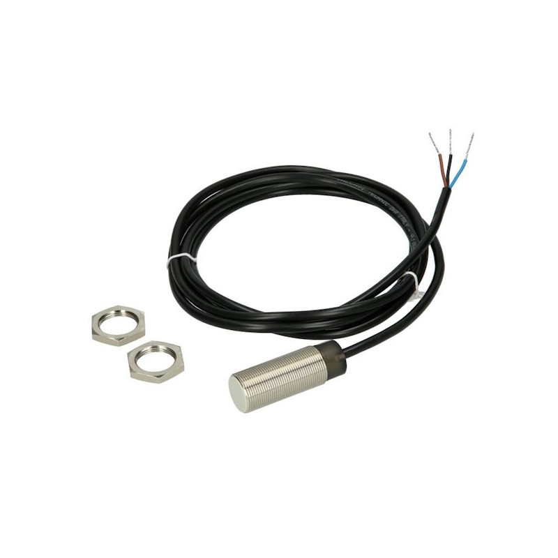 AK1/AP-3A  Sensore induttivo M18 schermato 10 30Vdc  NO  PNP  Sn  8mm  corpo in ottone nichelato  cavo 2m
