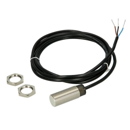AK1/AP-3A  Sensore induttivo M18 schermato 10 30Vdc  NO  PNP  Sn  8mm  corpo in ottone nichelato  cavo 2m