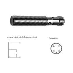 AM1/AP-3H  Sensore induttivo M12 schermato  Alim 10 30 VDC NO PNP  Sn  4mm  Corpo Ottone nichelato conn  M12