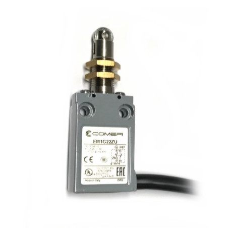 EM1G22ZU  Finecorsa  rotella metallo con dadi di fissaggio NO +  NC    uscita cavo 90°  1mtl  IP67