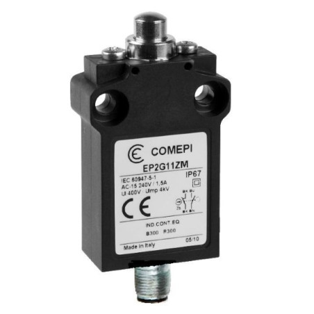 EP2G11ZM  Finecorsa Pistoncino in tecnopolimero uscita NO NC  connettore M12X1