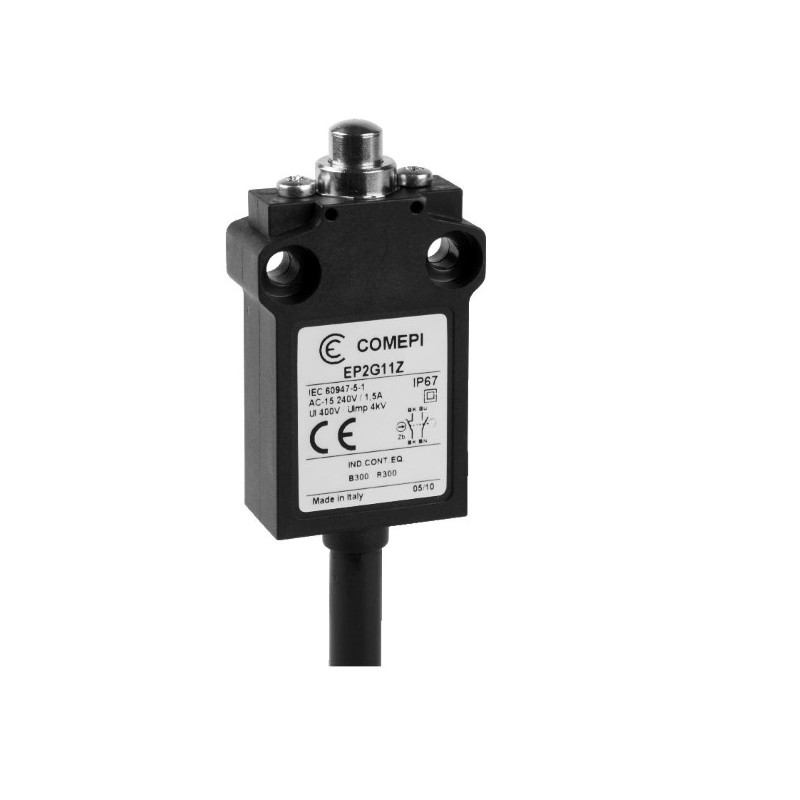 EP2G11ZU  Finecorsa Pistoncino in tecnopolimero NO +  NC  uscita cavo  1mtl  IP67