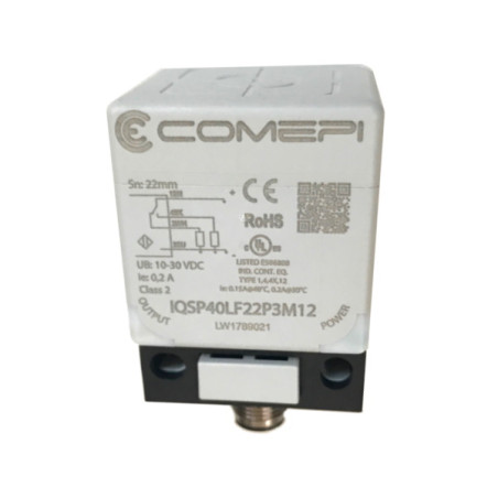 IQSP40LF22P3M12  Sensore di prossimità a parallelepipedo  shermato  Sn 22 mm  Alim 10 30Vdc PNP 1no  1nc  conn  M12  IP67