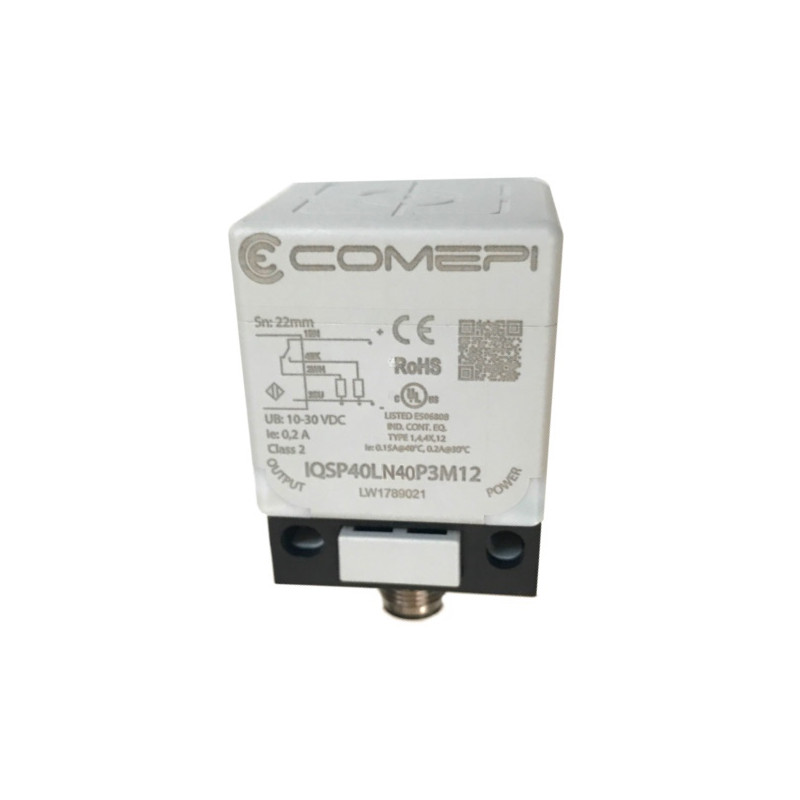IQSP40LN40P3M12  Sensore di prossimità a parallelepipedo  non shermato Sn 40 mm  Alim 10 30Vdc PNP 1no 1nc  conn  M12  IP67