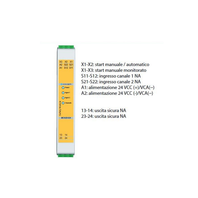 MS1A20-024  Modulo di sicurezza Start manuale automatico 2NA  24 Vac dc