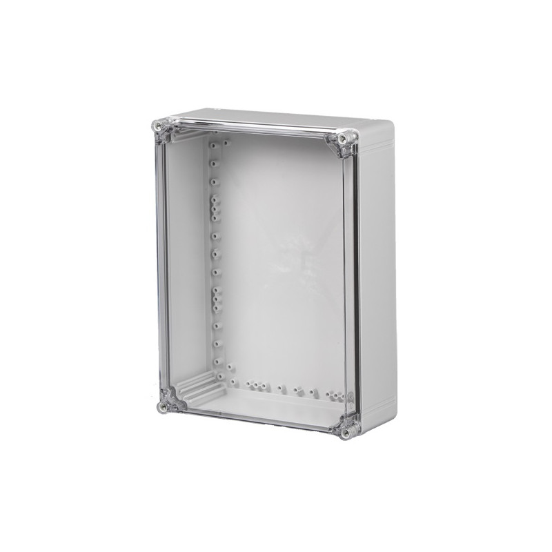 SAP-3-20034  Contenitore ABS  Trasparente alto a cerniera e viti in plastica 300x220x120