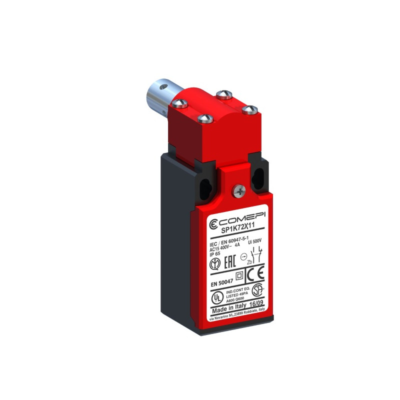 SP1K72X11  Finecorsa di sicurezza per cerniere  Albero in acciaio inox  Contatti ad azionamento lento scalata non sovrapposto  1