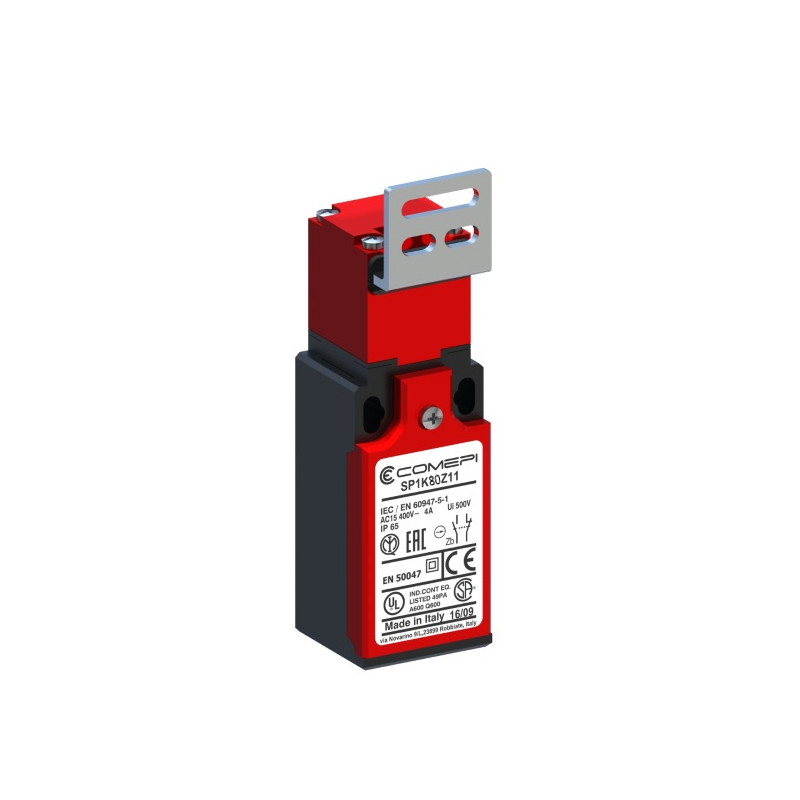 SP1K80Z11  Finecorsa di sicurezza ad azionatore separato  Testina girevole 360°  Contatti a scatto  1NO  1NC doppio isolamento e