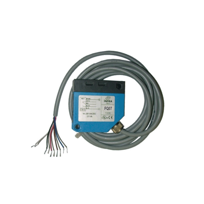 FQ07 | Sensore a barriera foto-elettrico blocco ricevitore di raggi infrarossi Sn. 20m( con emettitore FQ08); alim.14-230 Vac/dc