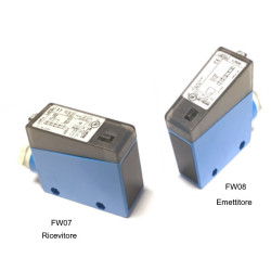 FW07 -FW08 Sensore a barriera foto elettrico blocco ricevitore  emettitore di raggi infrarossi  Sn 25 m  alim 14 230 Vac dc  usc