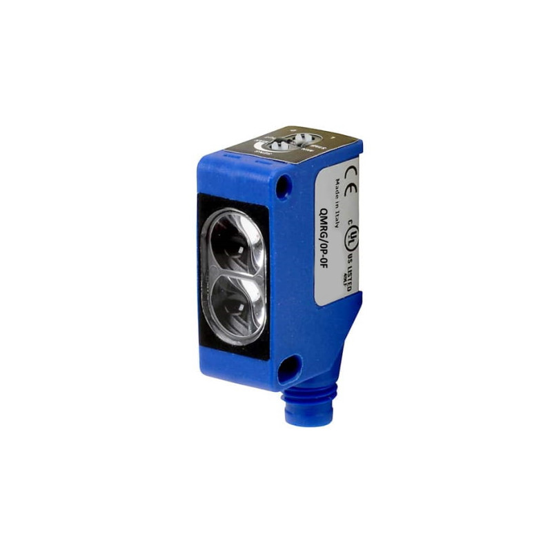 QMRG/0P-0F Sensore fotoelettrico polarizzato Retro reflex  10 30Vdc  NO NC PNP L D  Sn 0,05  1,5mm  IP67 uscita conn  M8