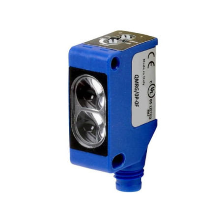 QMRG/0P-0F Sensore fotoelettrico polarizzato Retro reflex  10 30Vdc  NO NC PNP L D  Sn 0,05  1,5mm  IP67 uscita conn  M8