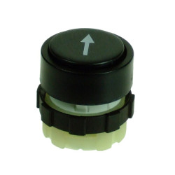 BS3DBLA-ARROW   Pulsante con ritorno a molla  nero con stampa freccia bianca  ghiera nera