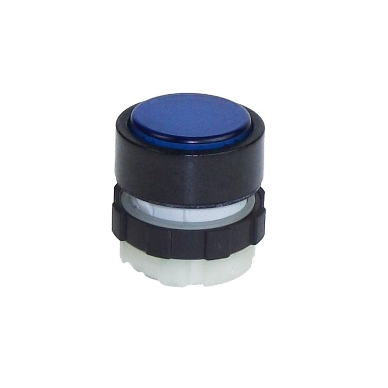 BS3DLBLUE   Pulsante luminoso  ritorno a molla  blu  ghiera nera