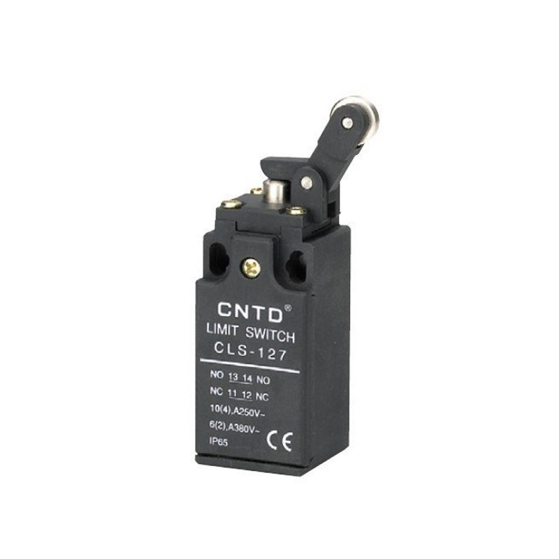 CLS-127   Finecorsa  in plastica  leva acciaio inox con rotella in acciaio inox  NO  NC  10A 250V  IP65  M20
