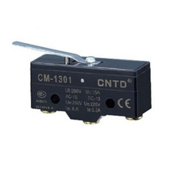 CM-1301   Micro interruttore switch serie CM  in plastica  leva in acciaio inox  1NO NC  15A 250V  IP20