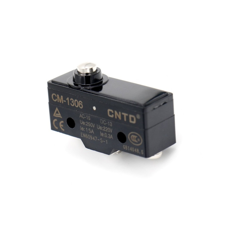 CM-1306   Micro interruttore switch serie CM   in plastica  pistoncino in acciaio inox  1NO NC  15A 250V  IP20