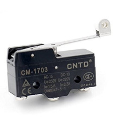 CM-1703   Micro interruttore switch serie CM  in plastica  leva in acciaio inox con rotella in nylon  1NO NC  15A 250V  IP20
