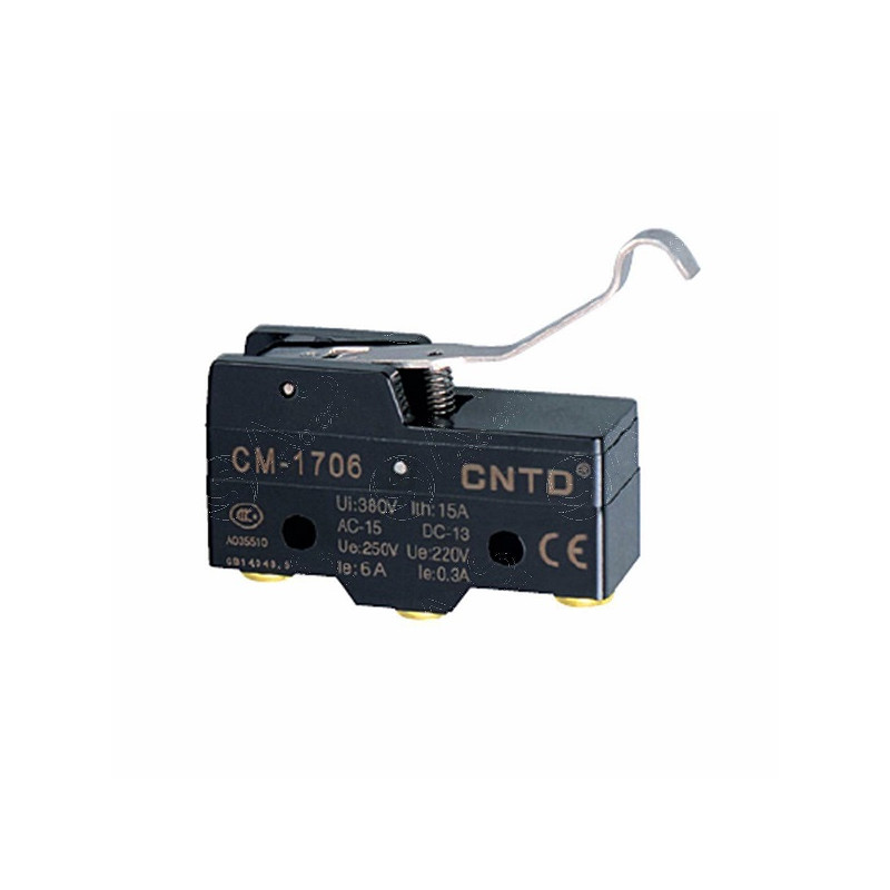 CM-1706  Micro interruttore switch serie CM in plastica  leva in acciaio inox  1NO NC  15A 250V  IP20
