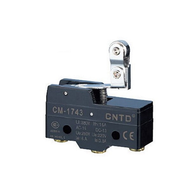 CM-1743   Micro interruttore switch serie CM  in plastica  leva in acciaio inox con rotella in acciaio inox  1NO NC  15A 250V  I