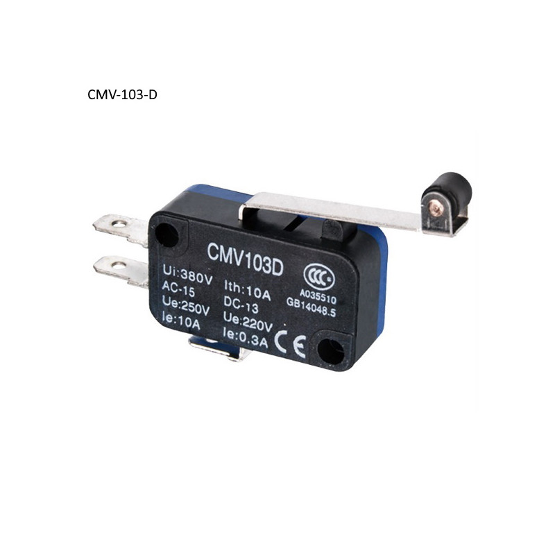 CMV-103-D  Micro interruttore switch leva  inox con rotella in plastica NO NC 10A 250V