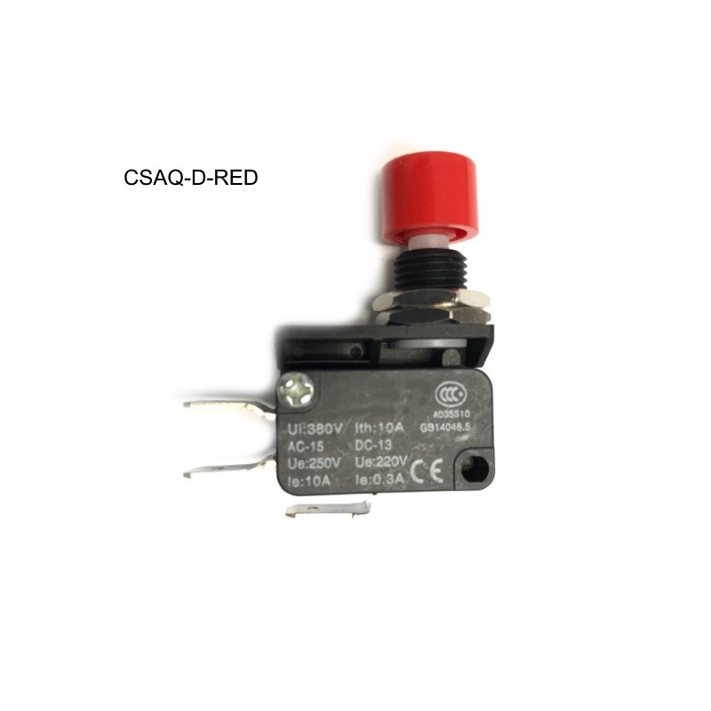 CSAQ-D-RED  Micro interruttori   pulsante  rosso con dadi di fissaggio  NO  NC  10A 250V