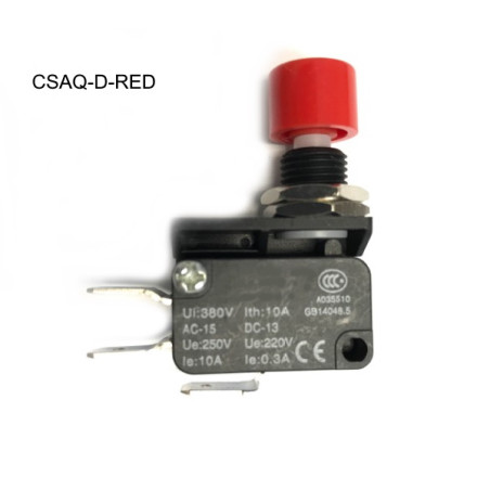 CSAQ-D-RED  Micro interruttori   pulsante  rosso con dadi di fissaggio  NO  NC  10A 250V