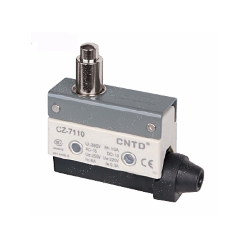 CZ-7110   Micro Finecorsa in plastica pistoncino inox  NO  NC  10A 250V IP40  passacavo in gomma