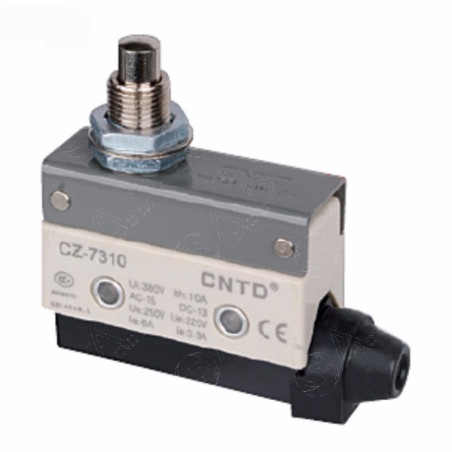 CZ-7310   Micro Finecorsa in plastica pistoncino  inox  NO NC  10A 250V  IP40 passacavo in gomma