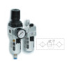 J2P.14.M12   Gruppo G 1/4  tazza ipolicarbonato  protez  metallo formato  filtro riduttore  lubrificatore   staffa  L  manometro