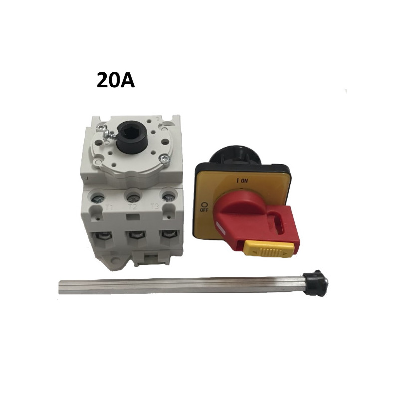 LB69-3020-H6903-E69   Sezionatore per montaggio su base  3 poli  20 A completa di maniglia  H69 0003  e Albero E69 0003