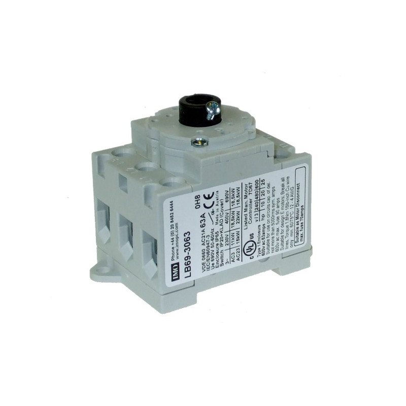 LB69-3063   Sezionatore per montaggio su base  3 poli  63 A per uso con E69     Alberi e H69    Maniglie