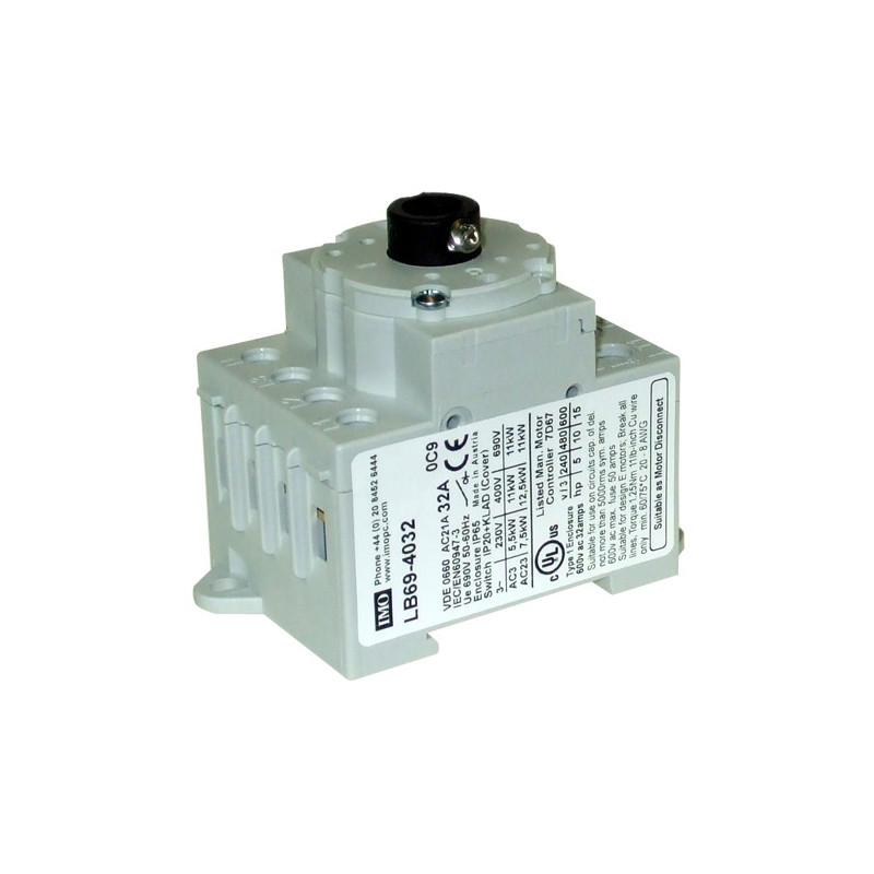 LB69-4032   Sezionatore per montaggio su base  4 poli  32 A per uso con E69   Alberi e H69    Maniglie