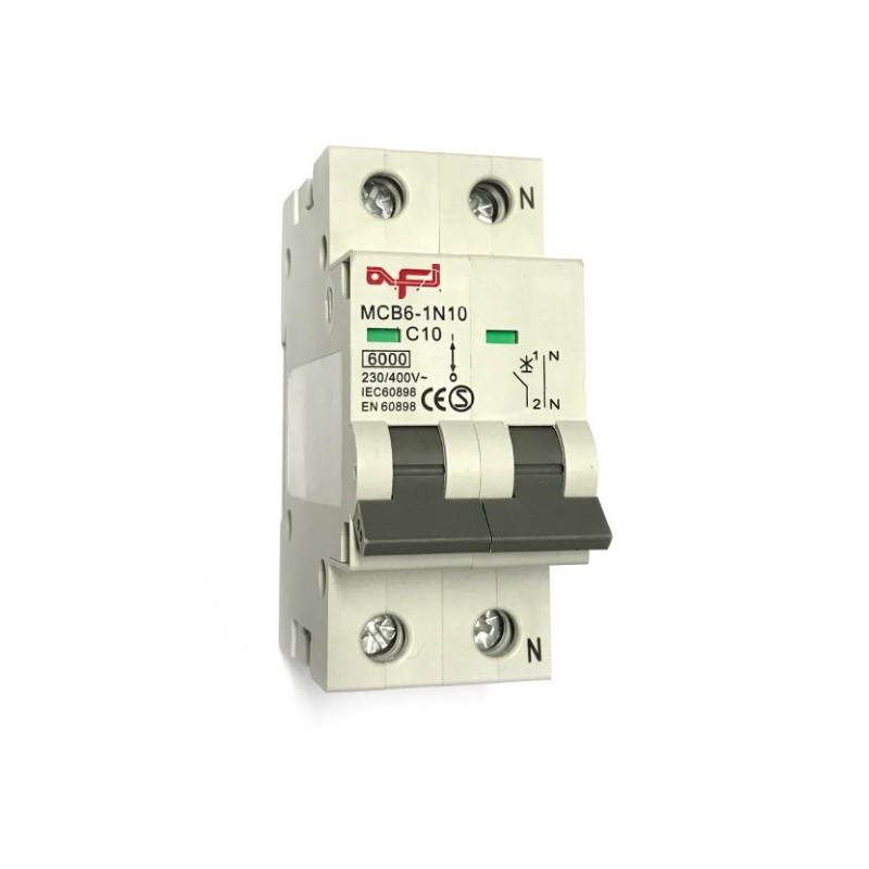 MCB6-1N10  Interruttore automatico magnetotermico 1 P N  10A 230 400Vac