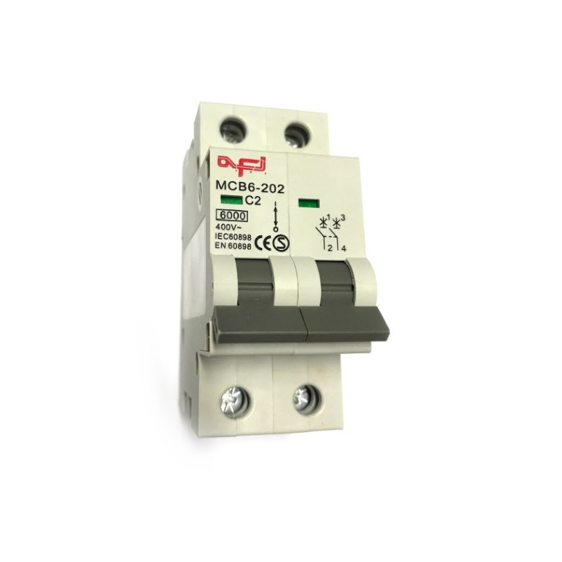 MCB6-202    Interruttore automatico magnetotermico 2 P 2A  400Vac
