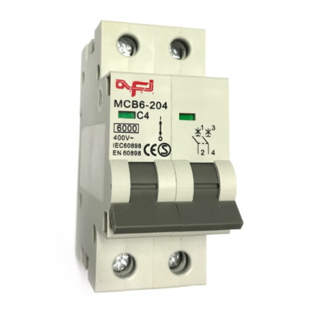 MCB6-204   Interruttore automatico magnetotermico 2 P 4A  400Vac