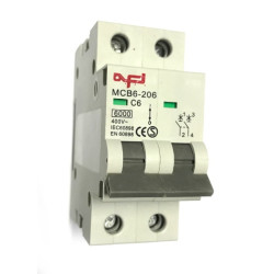 MCB6-206   Interruttore automatico magnetotermico 2 P 6A  400Vac