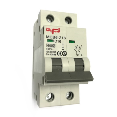 MCB6-216   Interruttore automatico magnetotermico 2 P 16A  400Vac