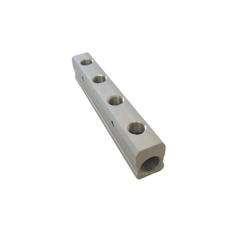 RIP4L4   Ripartitore in linea a 4 uscite G 1/4 foro passante G 3/8