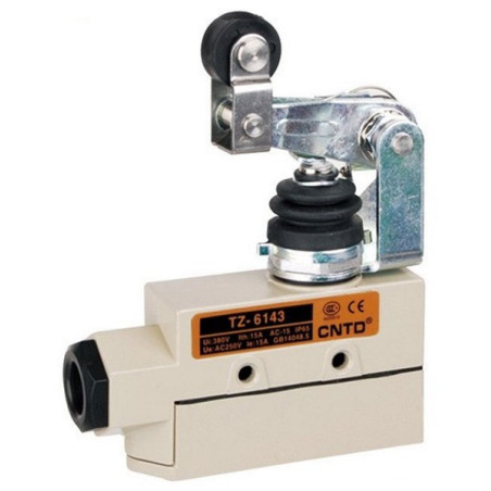 TZ-6143  Finecorsa  in metallo  leva regolabile in acciaio inox con rotella in plastica e cuffia antipolvere  NO  NC 15A 250V IP