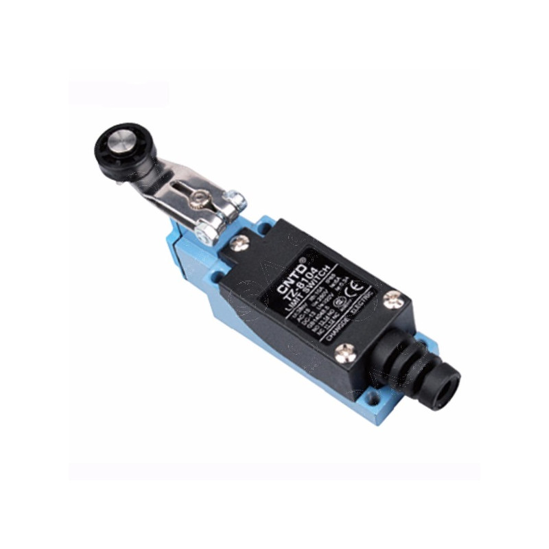 TZ-8104  Finecorsa  leva regolabile in acciaio inox con rotella in plastica NO NC  10A 250V IP65 pressacavo in gomma