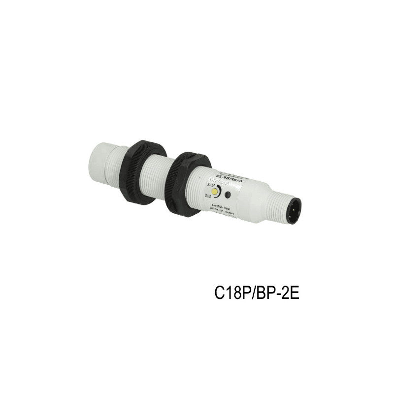 C18P/BP-2E   Sensore capacitivo  M18 non schermato  10 30Vdc   NO   NC  PNP Sn  3  12 mm  Adj  Corpo in plastica Conn  M12