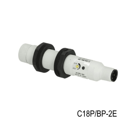 C18P/BP-2E   Sensore capacitivo  M18 non schermato  10 30Vdc   NO   NC  PNP Sn  3  12 mm  Adj  Corpo in plastica Conn  M12