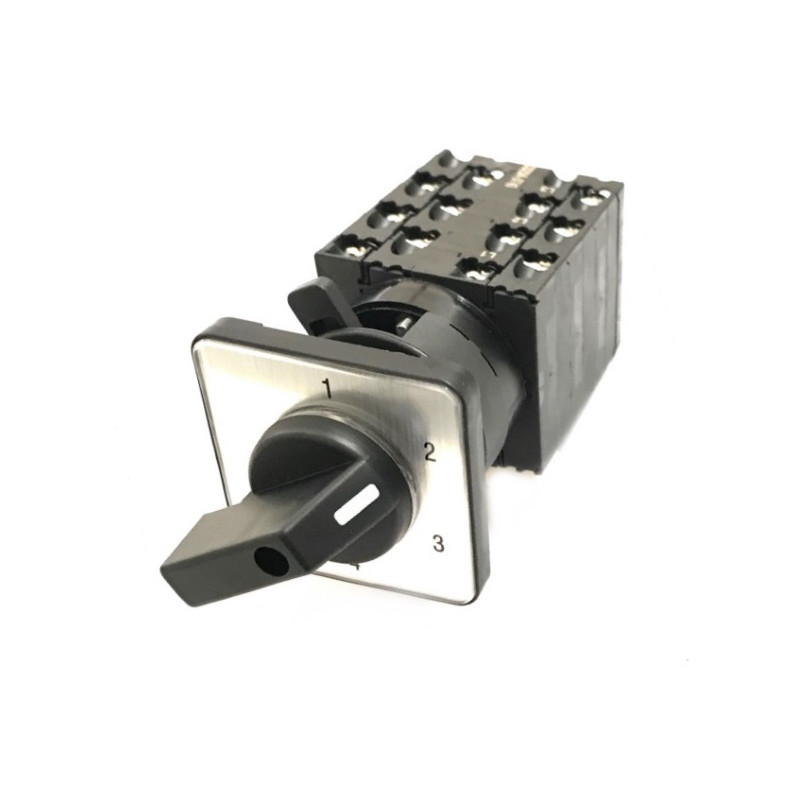 CS20A-ST43- SP2   Interruttore a camme 3 Poli 4 Posizioni 20Amp  Montaggio con piastra di legenda con maniglia