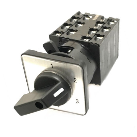 CS20A-ST43- SP2   Interruttore a camme 3 Poli 4 Posizioni 20Amp  Montaggio con piastra di legenda con maniglia