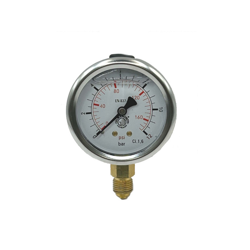 M635RL012   Manometri radiale  1/4 Inox  D 63mm scala 0  12 Bar glicerina
