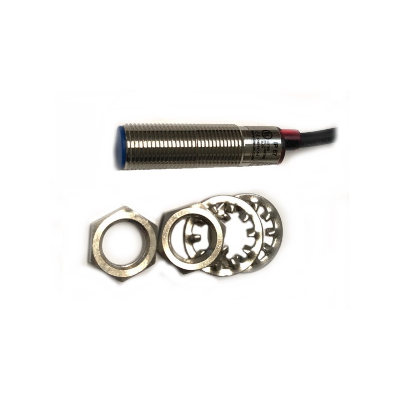 PB1204/DSAN-A-30   Sensore induttivo M12 schermato  alim 10 30Vdc  NO  NPN  Sn  4mm Corpo  in ottone nichelato uscita cavo 2m