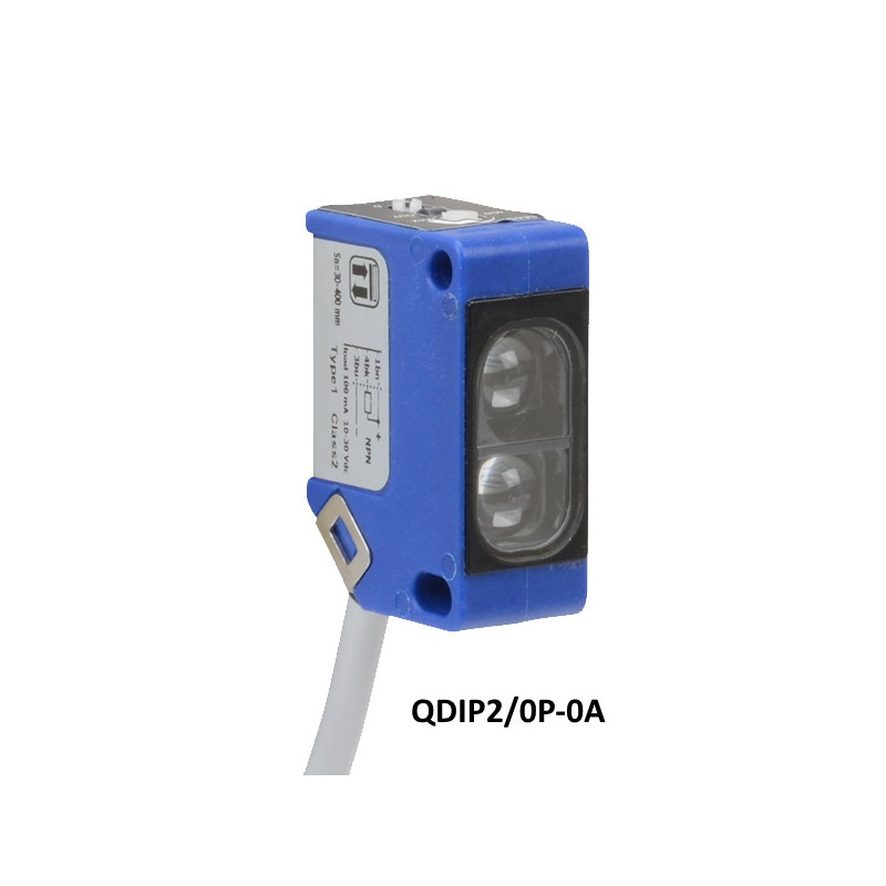 QDIP2/0P-0A   Sensore fotoelettrico Retro reflex  10 30Vdc  NO NC PNP  Sn  7m  corpo  31.2x12.8x21mm PA66  IP67  uscita cavo 2m